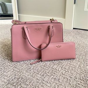 Kate Spade Laurel Way Reese Dusty Peony Satchel and Wallet